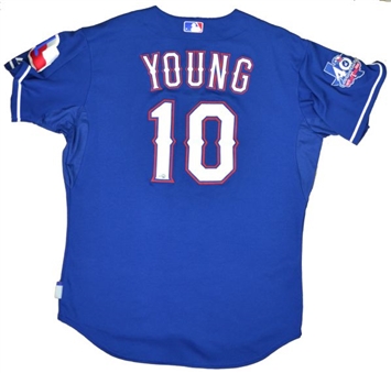 2012 Michael Young Game Used Texas Rangers Jersey 8/7/12 (MLB auth, Rangers LOA)